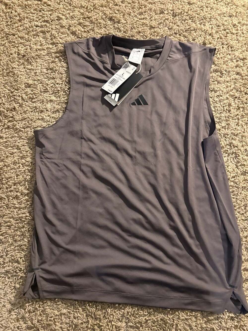 Adidas D4T Power Tank Size L Charcoal Gray Training Shirt